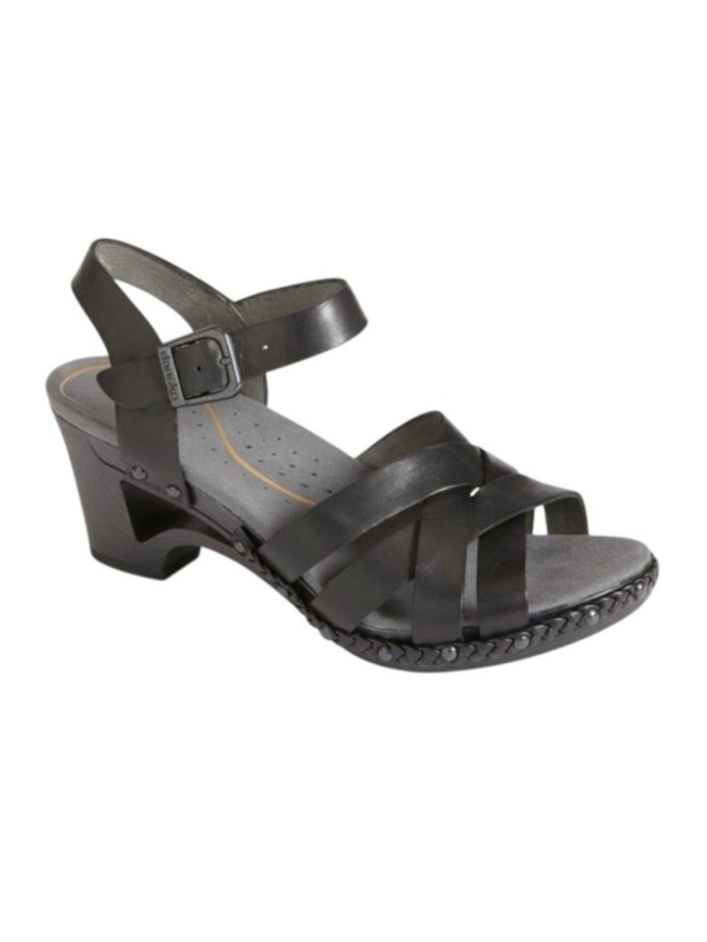 Dansko Black Leather Strappy Wedge Sandals EU 41 US 10 Ankle Strap Comfort